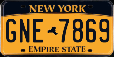 NY license plate GNE7869
