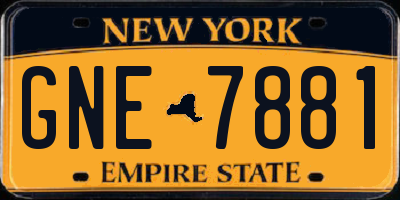 NY license plate GNE7881
