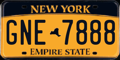 NY license plate GNE7888