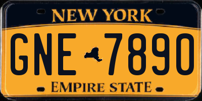NY license plate GNE7890