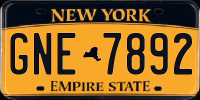 NY license plate GNE7892