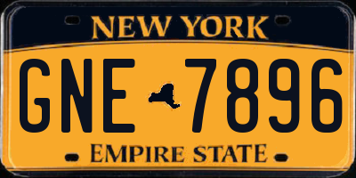NY license plate GNE7896