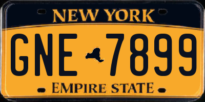 NY license plate GNE7899