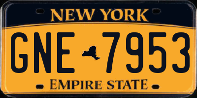 NY license plate GNE7953