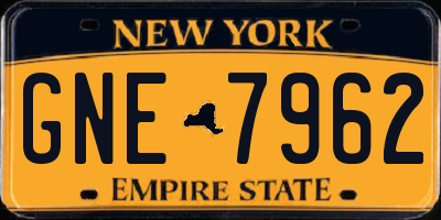 NY license plate GNE7962