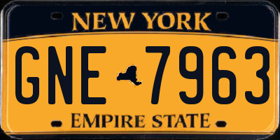 NY license plate GNE7963