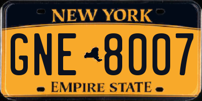 NY license plate GNE8007