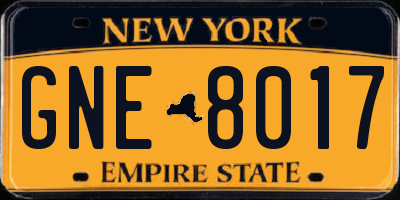 NY license plate GNE8017