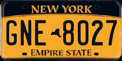 NY license plate GNE8027