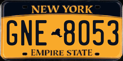 NY license plate GNE8053