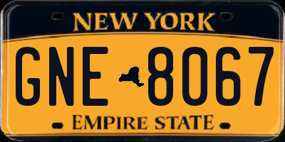 NY license plate GNE8067