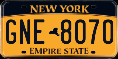 NY license plate GNE8070
