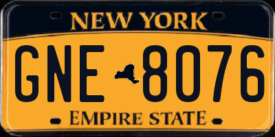 NY license plate GNE8076