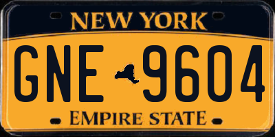 NY license plate GNE9604