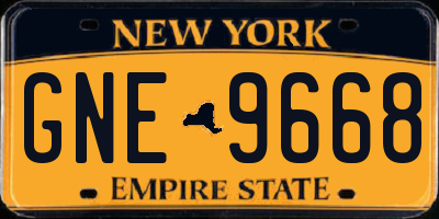 NY license plate GNE9668