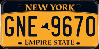 NY license plate GNE9670