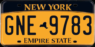 NY license plate GNE9783