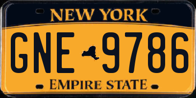 NY license plate GNE9786