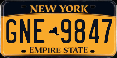 NY license plate GNE9847
