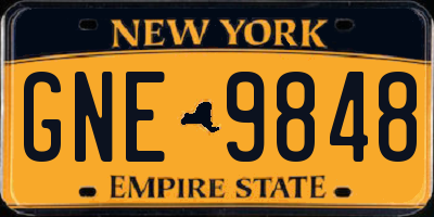 NY license plate GNE9848