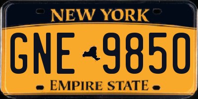 NY license plate GNE9850