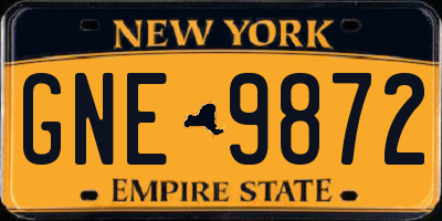 NY license plate GNE9872