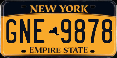 NY license plate GNE9878