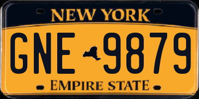 NY license plate GNE9879