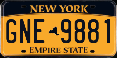 NY license plate GNE9881
