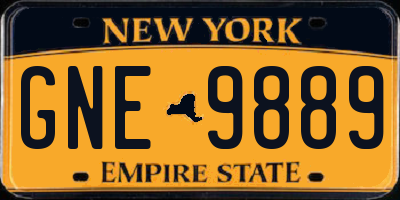 NY license plate GNE9889
