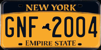 NY license plate GNF2004