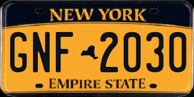 NY license plate GNF2030