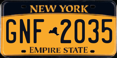 NY license plate GNF2035