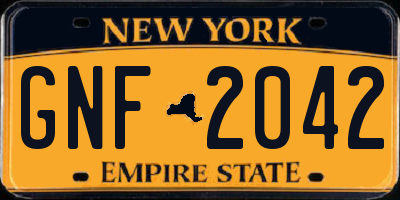NY license plate GNF2042