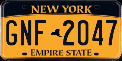NY license plate GNF2047