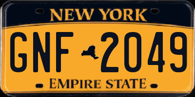 NY license plate GNF2049