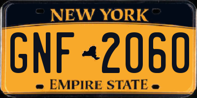 NY license plate GNF2060
