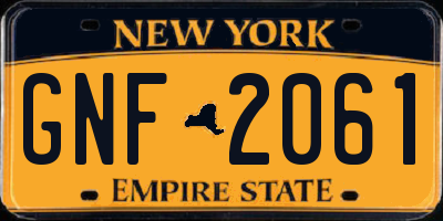 NY license plate GNF2061