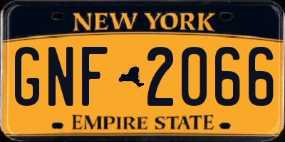 NY license plate GNF2066