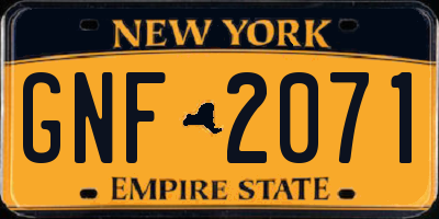 NY license plate GNF2071