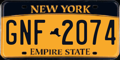 NY license plate GNF2074