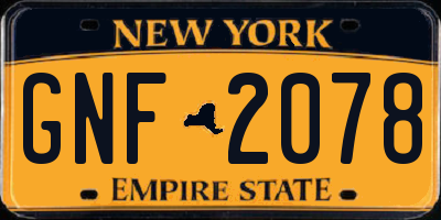 NY license plate GNF2078