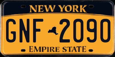 NY license plate GNF2090