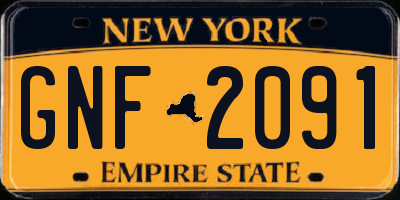 NY license plate GNF2091