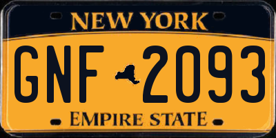 NY license plate GNF2093