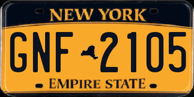 NY license plate GNF2105