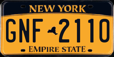 NY license plate GNF2110