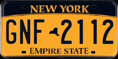 NY license plate GNF2112