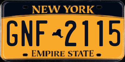 NY license plate GNF2115