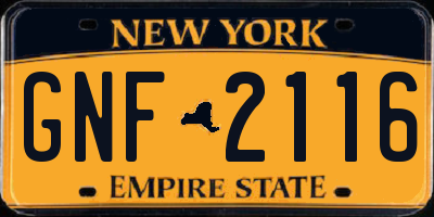 NY license plate GNF2116